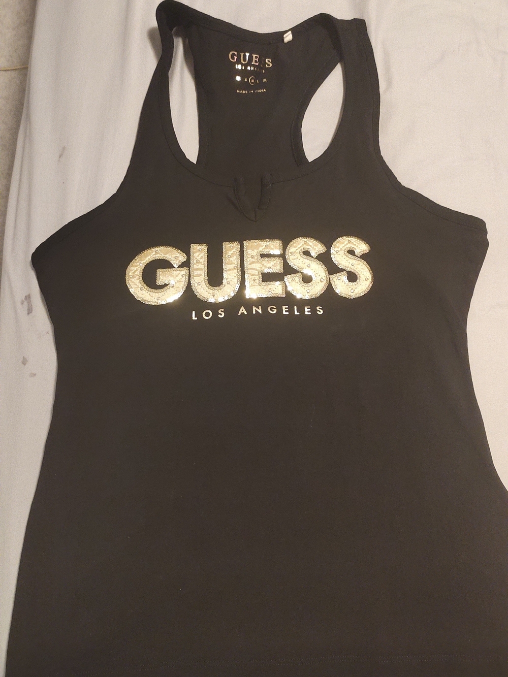 GUESS Black Tank with Gold Logo - Picture 1 of 1